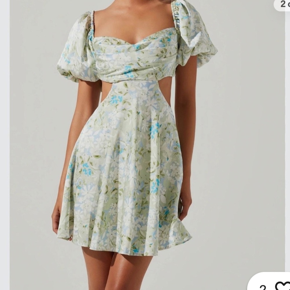 ASTR Floral Mini Dress in Green and Blue